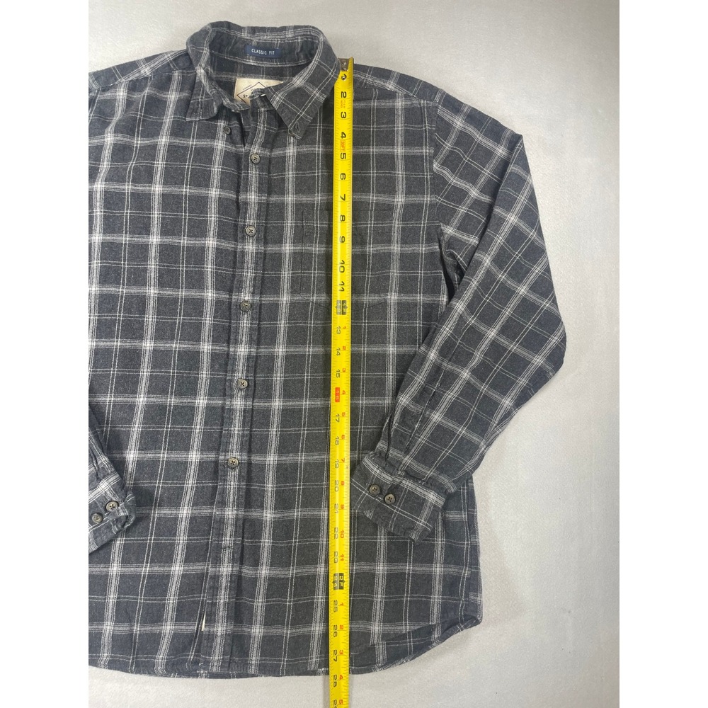 St. Johns Bay Legacy Flannel Men's M Charcoal Grey Plaid Button Down Shirt - Picture 3 of 8